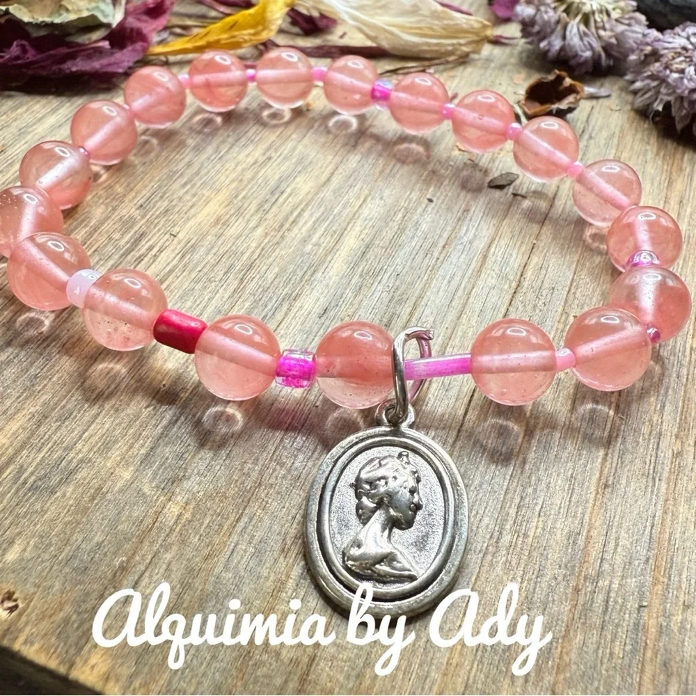 Luxury bracelet pink and red gemstones set
